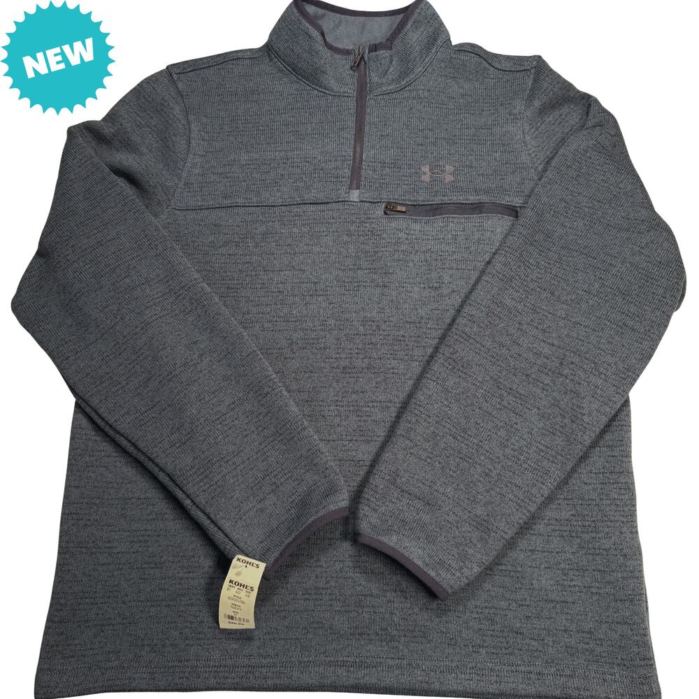Under Armour Specialist Men's Medium 1/4 Zip Mock Neck Pullover Navy Blue NWT
